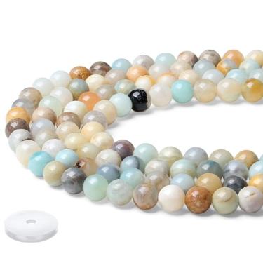 Imagem de NUKAYAI Contas de pedra natural 100 peças de 8 mm Amazonita Polido Pedra Redonda Contas Soltas DIY Lisas para Fazer Pulseiras, Colar e Brincos