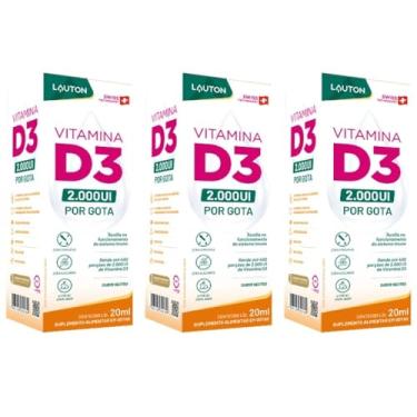 Imagem de KIT 3X Vitamina D3 Pura em Gotas 20ml - Lauton