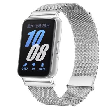 Imagem de Pulseira Magnético Compatível com Samsung Galaxy Fit 3,Bracelete Correia de Metal para Samsung Galaxy Fit3 (Prata)