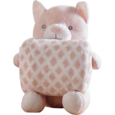 Imagem de Bichinho De Pelúcia Fazenda New Com Manta Bebê 100x75cm Gatinho