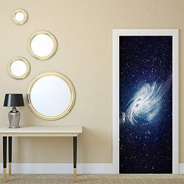 Imagem de Adesivo de papel de parede de pintura de parede para porta de quarto, espaço de imagem de galáxia espiral e estrelas celestial cosmos expansão universo moderno, para dormitórios, escritórios e