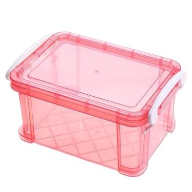 Imagem de AZIDWERYQ Caixa de cartão de índice, caixa de armazenamento de plástico transparente de 17 x 12 x 9 cm com tampa e fivela de bloqueio à prova de poeira, organizador de brinquedos para crianças, caixas