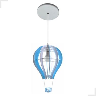 Imagem de Luminária Pendente Balão Azul Avião Teto Quarto Menino (a) Infantil - 