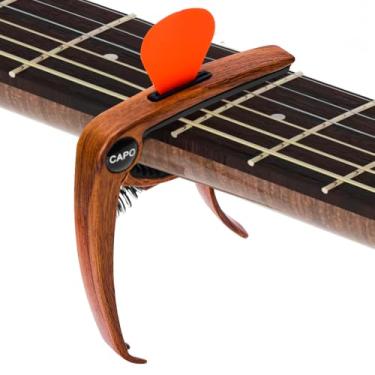 Imagem de Capo de Guitarra, Capotraste Violão Guitarra Aço, Capo de Guitarra Acústico Acústica E Elétrica, 3 Em 1 Capotraste com Suporte de Palheta E Extrator de Pino de Ponte