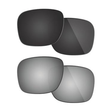 Imagem de Fiskr Lentes polarizadas de substituição para óculos de sol Oakley Holbrook (OO9102) com revestimento antiarranhões, água salgada e antipoeira (preto oculto e prata metálica)