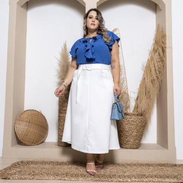 Imagem de Saia Longa Alfaiataria Com Cinto Exclusivo e Zíper Lateral - Rosamel, 