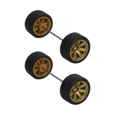 Imagem de menolana 2 peças de rodas em escala 1/64 com eixos de haste redonda, aros de liga leve, peças de reposição, simulação de modelo de carro, pneus para caminhão, Ouro