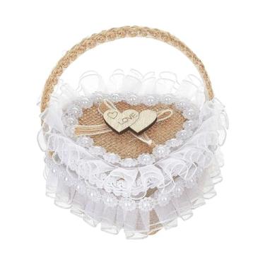 Imagem de predolo Caixa para porta-alianças de casamento, suporte para anéis, armazenamento para cães, cesta de flores portátil para lembrancinhas de festa, cerimônia, 10cmx10cm