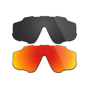 Imagem de Fiskr Lentes polarizadas de substituição para óculos de sol Oakley Jawbreaker(OO9290) com revestimento antiarranhões, água salgada e antipoeira (preto e vermelho fogo)