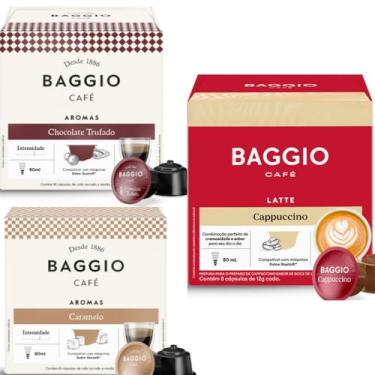 Imagem de kit Café Baggio com 28 Cápsulas de Café Compatíveis com Dolce Gusto Sabores Cappuccino e Chocolate Trufado e Caramelo