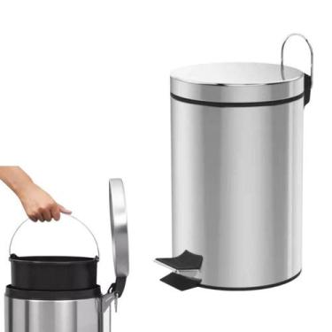 Imagem de Lixeira Aço Inox Redonda Multiuso 05 Litros Cesto Removível - Power Ma