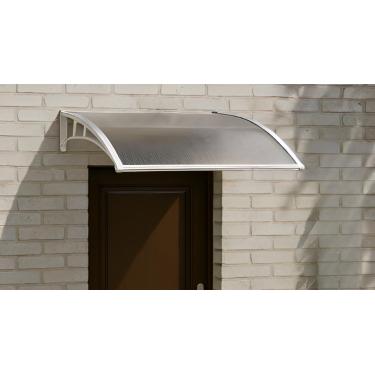 Imagem de Toldo 100 a 200x70cm Pt/Br Policarbonato Suportes ABS Perfis de Alumínio Proteção Solar (120x70,Branco Translucido)