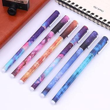 Imagem de LNYMZD Conjunto de 6 canetas de gel coloridas de desenho animado fofo céu estrelado de 0,38 mm kawaii, artigos de papelaria coreana, material escolar, design de estrela