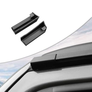 Imagem de ijuicy 2 peças de desviador de chuva de capota rígida, defletor de água de chuva ABS, extensões de calha de chuva, acessórios externos compatíveis com Jeep Wrangler JL JLU 18-23 (preto)