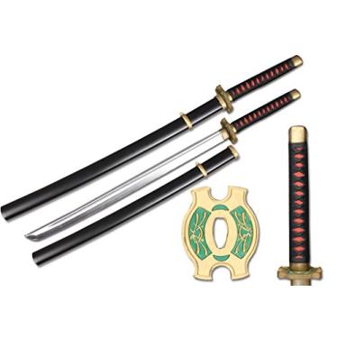 Imagem de Sparkfoam Espada samurai de espuma de 99 cm + pacote de bainha de plástico (guarda verde com alça preta)