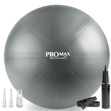 Imagem de Bola de exercícios SmarterLife Pro Max – Bola de ioga extra grossa de nível profissional para equilíbrio, estabilidade, fitness, pilates, maternidade, terapia, cadeira de bola de escritório, assento flexível de sala de aula, Prata, 65 cm