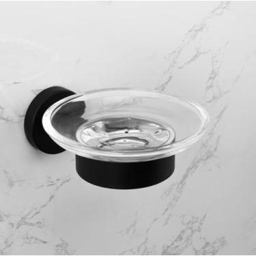 Imagem de Acessórios para banheiro Toalheiro Prateleira Barra Suporte para rolo de papel com capa Suporte para toalha de mão Gancho para roupão Suporte para escova de vaso sanitário Preto (suporte para sab