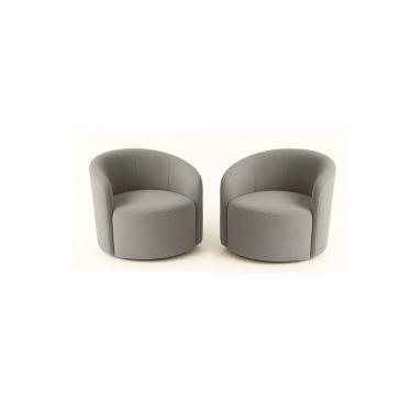 Imagem de Kit 02 Poltronas Curva Orgânica Nature Gaia Suede Cinza - Montanaris Decor