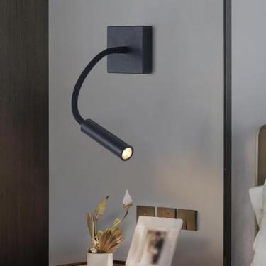 Imagem de Lâmpada De Parede De Mangueira Nordic Minimalism Wall Lights Luz Quente 3000k Luz De Leitura Montada Na Parede Do Hotel Acessórios De Iluminação Rotativos De 360 ° Para Sala De, Black, 2 PCS