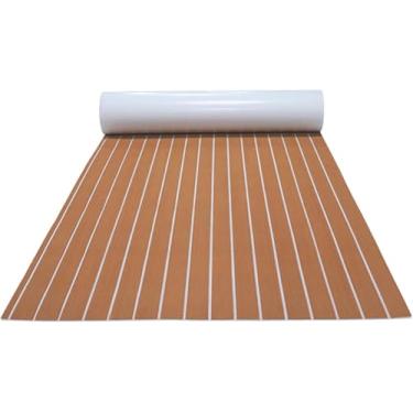 Imagem de Tapete De Pesca Autoadesivo Para Marinho Piso De Barco Espuma Eva Antiderrapante Folha De Deck De Teca Para Caiaque Iate Barco A Motor Barco De Pesca De Esqui Aquático Rv Piso Pr, Brown White Stripes