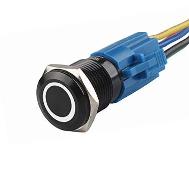 Imagem de ESUPPORT 19 mm 12V 5A Carro Luz de LED Olho de anjo Botão de pressão de metal Tomada de interruptor Trava Preto Capa