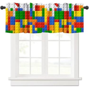 Imagem de YSWOW Cortina de brinquedo com blocos de montar para crianças, colorido, plástico, brinquedo, arte de tijolo, estampada, para decoração de quarto de bebê, 147 x C45 cm, tecido 1 painel