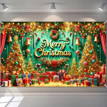 Imagem de BlissYard Faixa de Feliz Natal, enfeites de árvore de Natal, presentes de flocos de neve 180 x 109 cm para decoração de casa de férias grande decoração de Natal para sala de estar, quarto, escritório