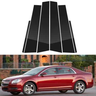 Imagem de LANZMYAN Kit de acabamento de janela B+C para janela de pilar compatível com Chevrolet, conjunto de adesivos de molduras de pilar de porta vinil adesivo decorativo para Malibu 2008-2012 (preto