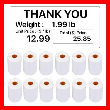 Imagem de Pokanic Etiquetas Térmicas Lst-8060 12 Rolos - Balança De Impressão Impressora 6.600 Compatível Com Cas Lp-1000 Cl-5000 Cl-5500 Cl-7200, Easy Weigh Ls-100, Visiontech Dlp-300 (12 Rolos, 8060)