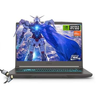 Imagem de MSI Notebook para jogos IPS fino de 39.6 cm 144Hz FHD com bisel fino, AMD Ryzen 5 7535HS, NVIDIA GeForce RTX 4060 - Windows 11, com cabo HDMI (2025) (16 GB de RAM | SSD PCIe de 1 TB)