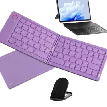 Imagem de Teclado Portátil Dobravel de Bolsa Sem Fio Compacto Bluetooth (ROXO)