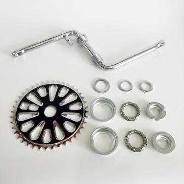 Imagem de DONSP1986 Kit de manivela de pedal de 5 cm de largura, manivela de uma peça, para motor de 2 tempos, bicicleta motorizada a gás 48cc/66cc/80cc (preto, 40 dentes)