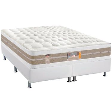 Imagem de Cama Box Queen: Colchão Molas Pocket Ensacadas Castor Silver Star Air DF + Base CRC Courano White(158x198)