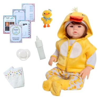 Imagem de Bebê Reborn Menina Cabelo Fio a Fio Castanho + Itens - Cegonha Reborn 