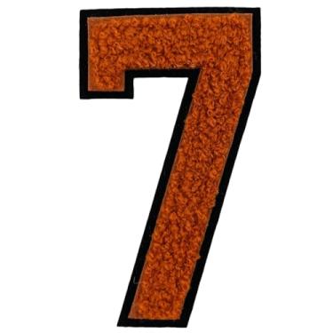 Imagem de 1 peça de adesivos de números de chenille marrom de 10 cm, adesivos de ferro para chapéus, bolsas, mochilas, jeans, par com letras universitárias grandes iniciais, acessórios DIY (marrom 7)