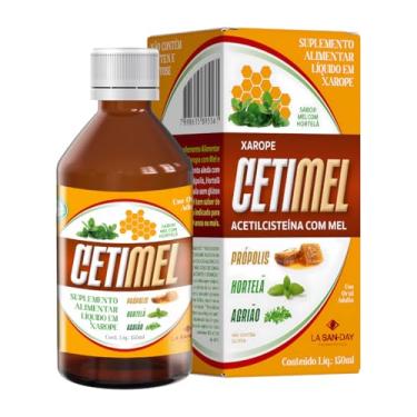 Imagem de Cetimel Xarope (150ml) - O mel possui ação anti-inflamatória, antioxidante, antimicrobiana e antiviral, a acetilcisteína ajuda fluidificar o muco, própolis em ação antiviral e antibacteriana