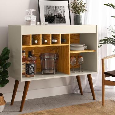 Imagem de Aparador Adega Odin - 5 Garrafas Com Pés Palito Em Mdp Off White-nature - Ej Móveis