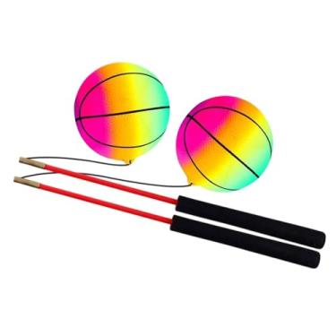 Imagem de YIJU Bola de exercício, bolas de balanço, estica braços e ombros com haste, jogo de arremesso manual ao ar livre para parque, adultos, crianças, idosos, Colorida