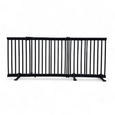 Imagem de Portão para Pets em PVC com Trava 5cm de Espaçamento entre Grades Segurança para Cães e Gatos em Jardim Escada ou Piscina Altura 60cm 80cm 100cm Branco ou Preto (Preto | 100cm Altura, 122cm)