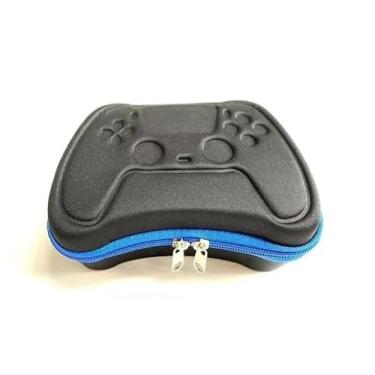 Imagem de Case Rigido Bag Bolsa de Viagem Estojo de Transporte Proteção Compatível Com PS5 Case Capa de Controle Joystick Playstation 5 (Preto Com Zíper Azul)