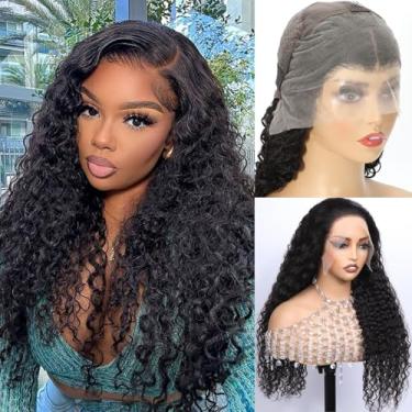 Imagem de JFOOHD Perucas de cabelo humano ondulado de água frontal 13x4 HD transparente lace frontal perucas de cabelo humano pré-arrancado 180% densidade onda de água peruca para mulheres negras cor natural 61