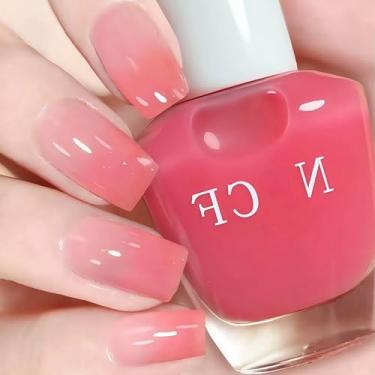Imagem de KAHSOSE Esmalte de gel rosa gelatinoso, sem necessidade de luz UV, secagem ao ar, longa duração, esmalte rosa translúcido, 15 ml