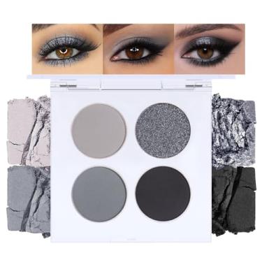 Imagem de Sombra Quads, 4 Paletas de Maquiagem de Sombra de Olhos Preto Cinza Fumê Cinza Prateado Fosco Brilhante Pigmentado Prata Glitter Metálico Paleta de Maquiagem Sombra Negra para Ojos Brilhantes 01#