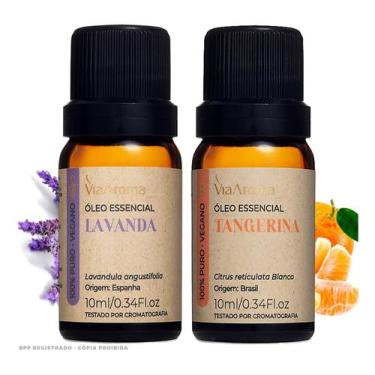 Imagem de Kit 2 Óleo Essencial Lavanda + Tangerina 100% Puro Via Aroma Ansiedade