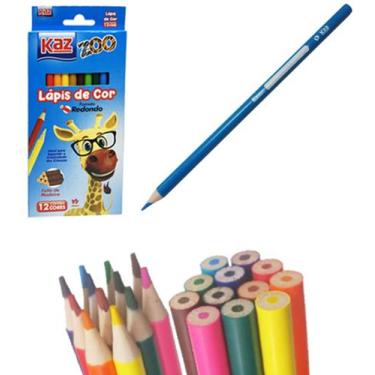 Imagem de Caixa com 12 Lápis de Cor Formato Redondo Zoo - Kaz, 12 Cores