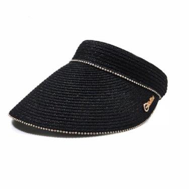 Imagem de Chapéu Viseira Feminina de Palha com Strass - Malissima, Preto