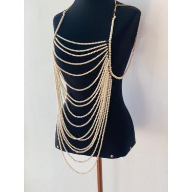 Imagem de Bodychain peça elegante decoração de Pérolas em camadas - Dondocas.Bij