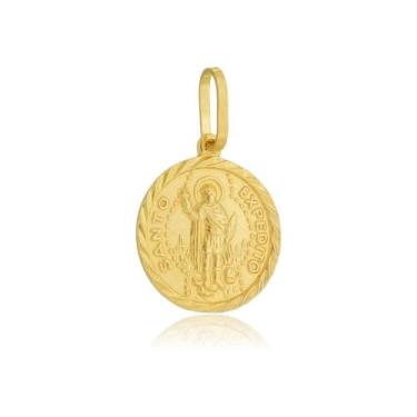 Imagem de Pingente Medalha Santo Expedito Maciço Ouro Amarelo 18 Kl - Juniorjoia