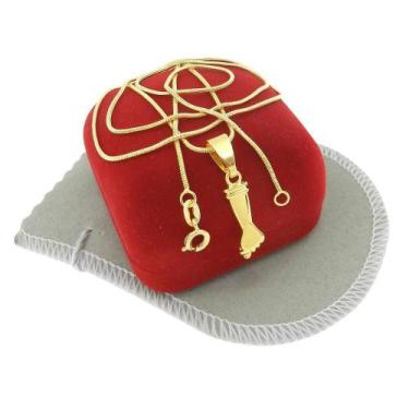 Imagem de Corrente Masculina 70Cm 1Mm + Figa 20Mm Folheado Ouro Cr213C - Wnbijou