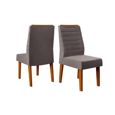 Imagem de Kit 2 Cadeiras Sala Jantar Ondina 2 Un Freijó/Suede Lunar Grafite - DJ Móveis